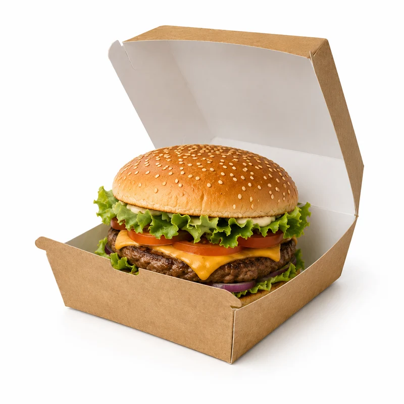 Contenitori porta hamburger avana con interno bianco - 50 pezzi