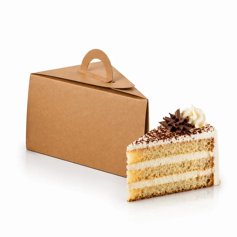Scatola Contenitore Avana per Fetta di Torta con Manico – 10x15xH10 cm
