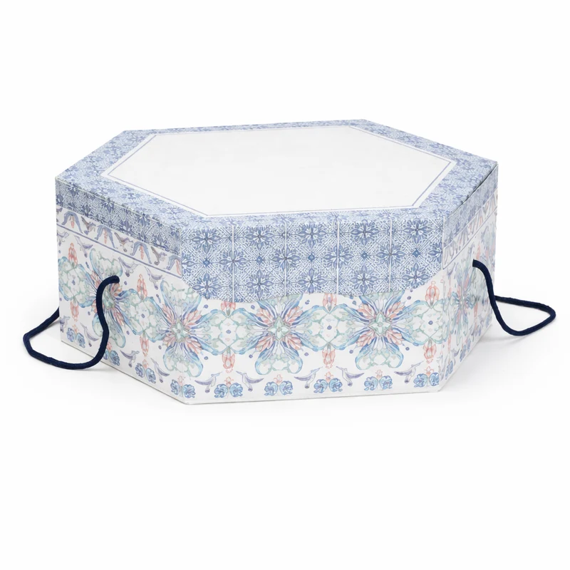Scatola Colomba Esagonale “Colibrì” – Base Celeste o Smeraldo