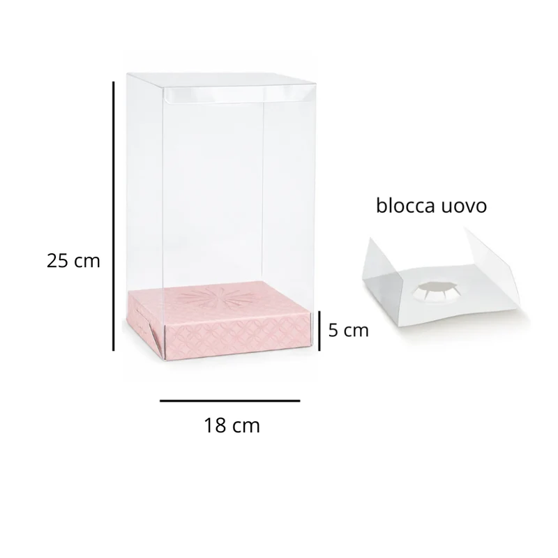 Scatole Trasparenti Portauovo di Pasqua con Blocca Uovo – Base Rosa o Verde 10 Pezzi