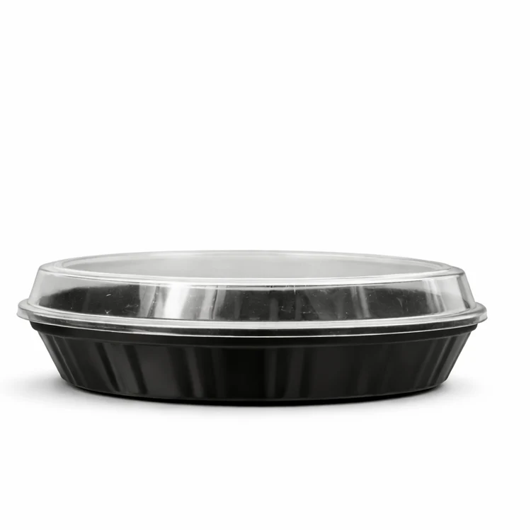 Vassoio Profitterol in PS con Coperchio Trasparente Base Nera - 30 Pezzi