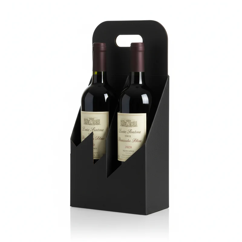 30pz Cestello 2 Portabottiglie in Carta Kraft resistente Nero
