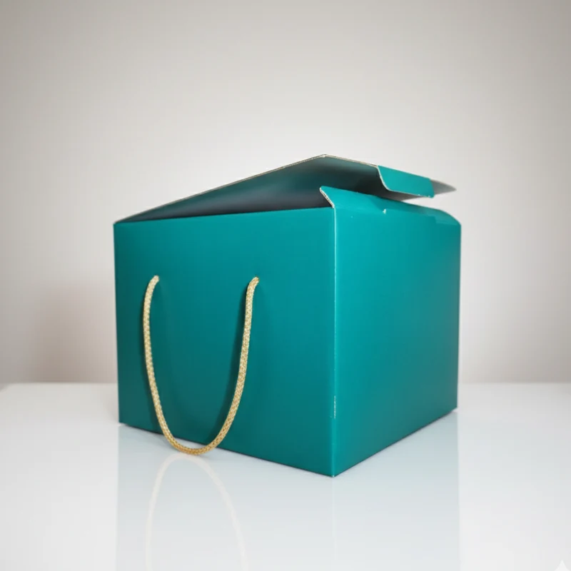 Scatola porta panettone in cartone con cordini oro Personalizzabile - 24x24cm Altezza 18cm