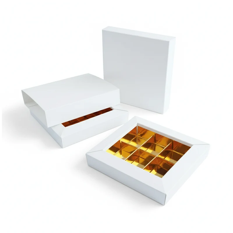 Scatola per Cioccolatini e Praline Bianca e Oro - 5 pezzi