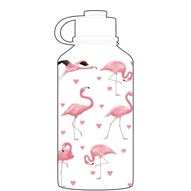 2 Litre Water Bottle - Flamingo Pattern