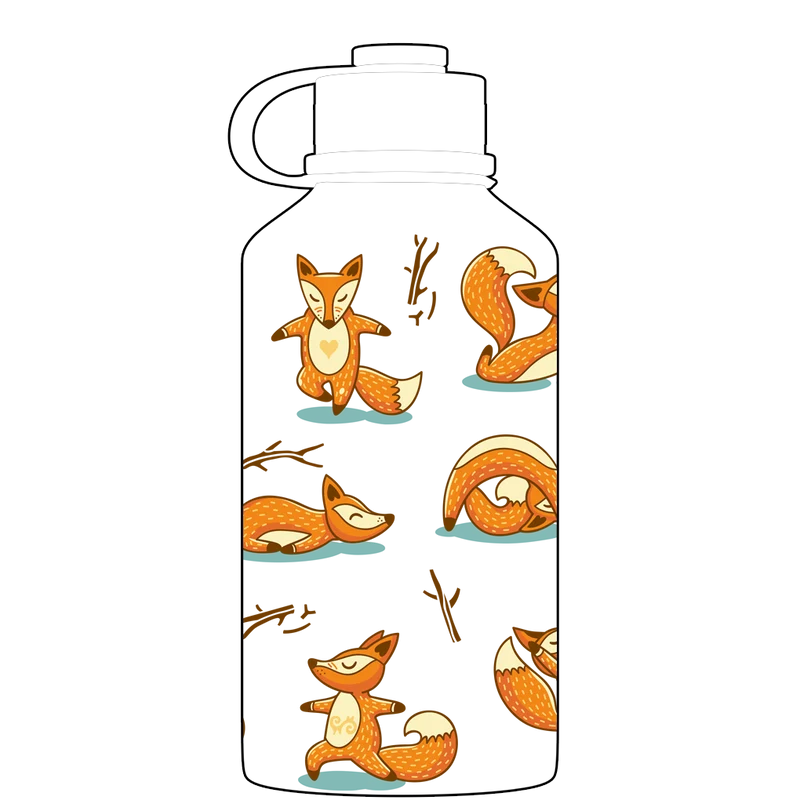2 Litre Water Bottle - Fox Yoga Pattern