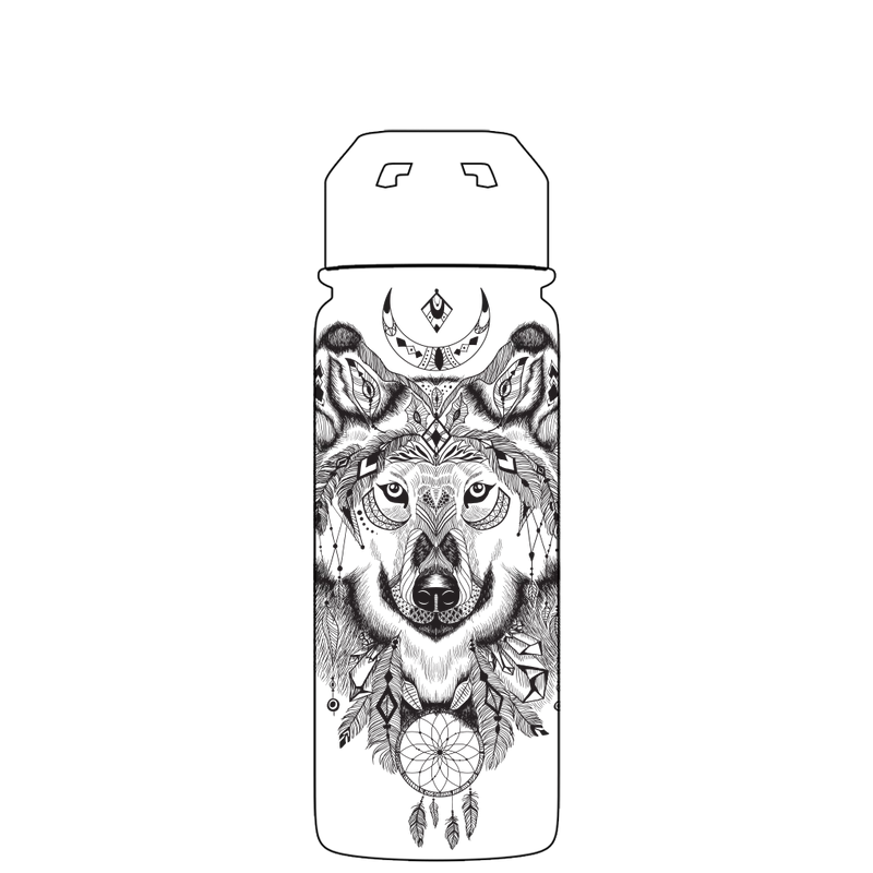 Water bottle with straw - Gen 2 Wolf Aztec Pattern