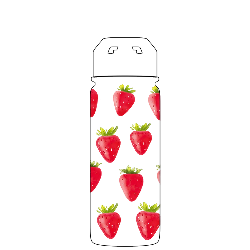 Water bottle with straw - Gen 2 Strawberry Pattern