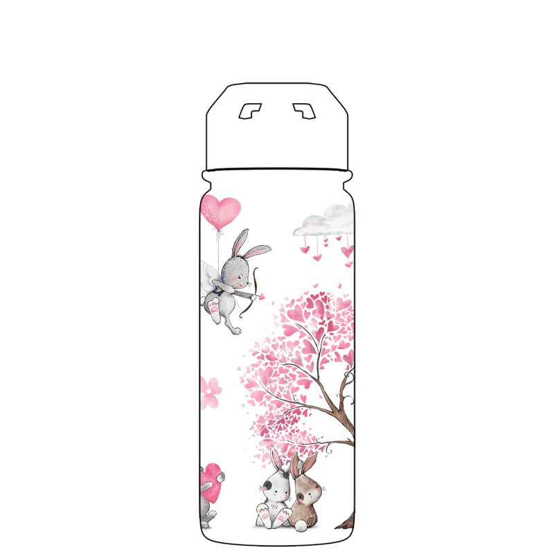 Water bottle with straw - Gen 2 Rabbit Romance Pattern