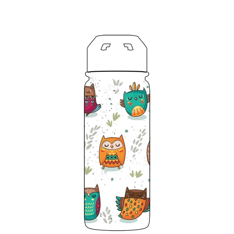 Water bottle with straw - Gen 2 Tribal Owls Pattern
