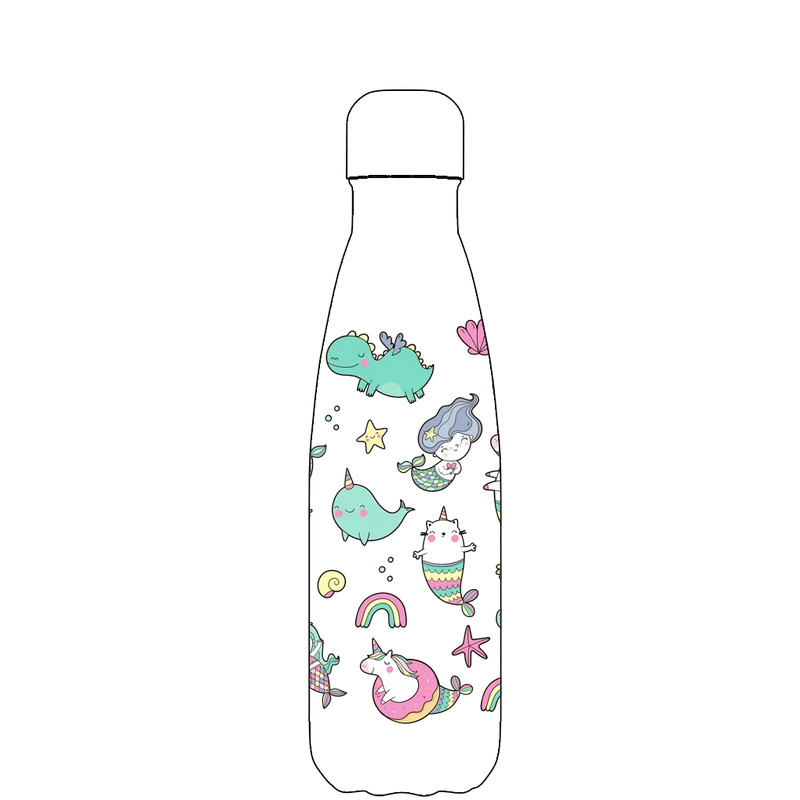 Original Unicorn Mermaid Water Bottle - Mermaids and Unicorns Pattern
