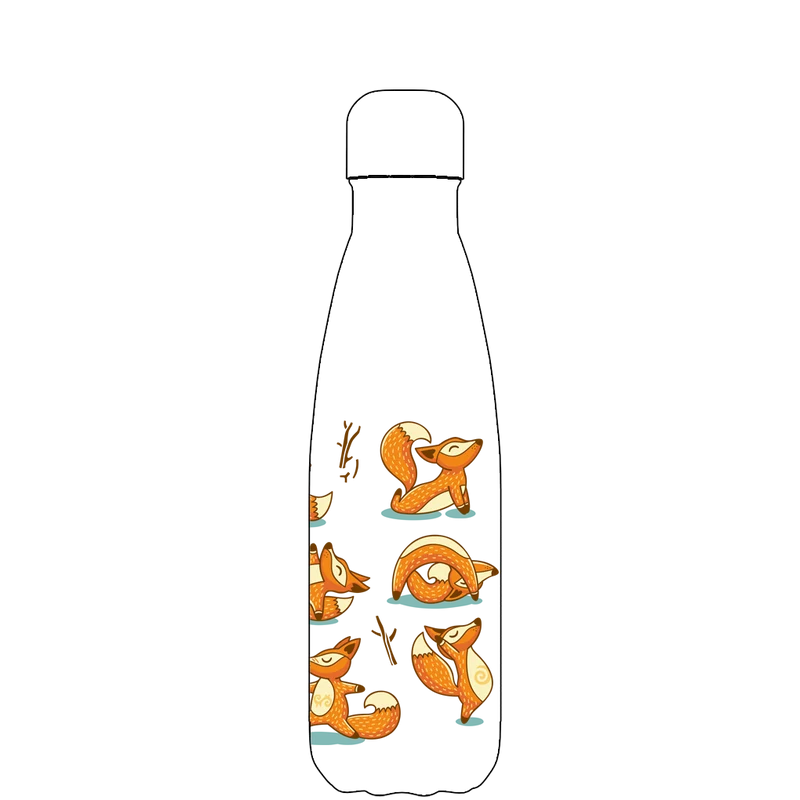Original Fox Water Bottle - Fox Yoga Pattern