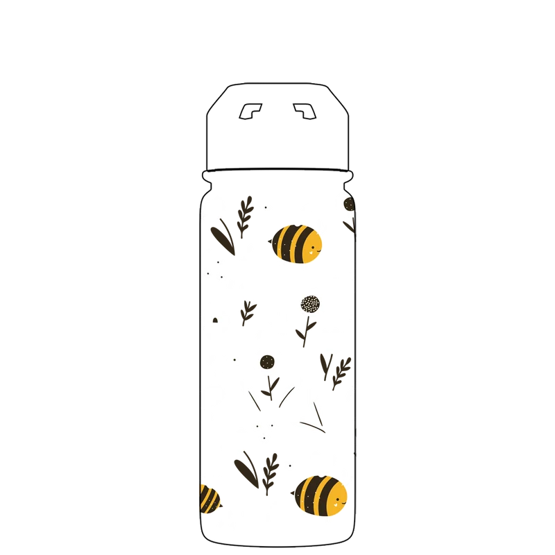 Water bottle with straw - Gen 2 Happy Bee Pattern