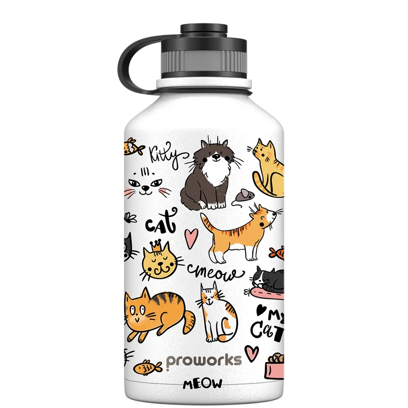 2 Litre Water Bottle - All White Cat Party