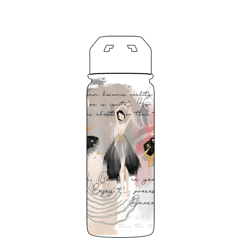 Water bottle with straw - Gen 2 Ballet Dancer Pattern