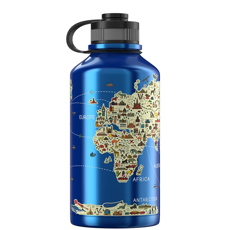 2 Litre Water Bottle - World Map