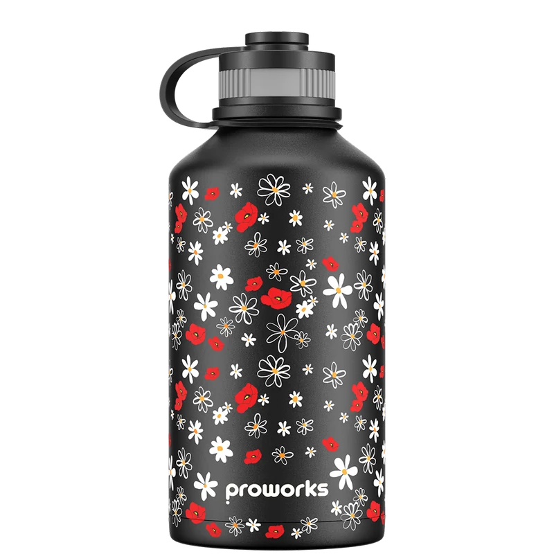 2 Litre Water Bottle - All Black Daisy