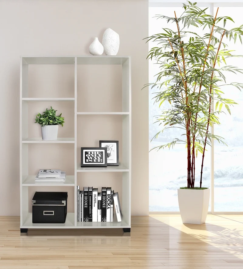 Libreria giorno 7 ripiani 80x24x126,5cm in legno sbiancato