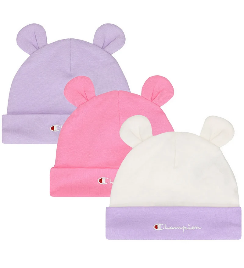 Champion Confezione 3 Cappellini Cuffia Neonato 806039 WW001 Bianco Rosa Glicine