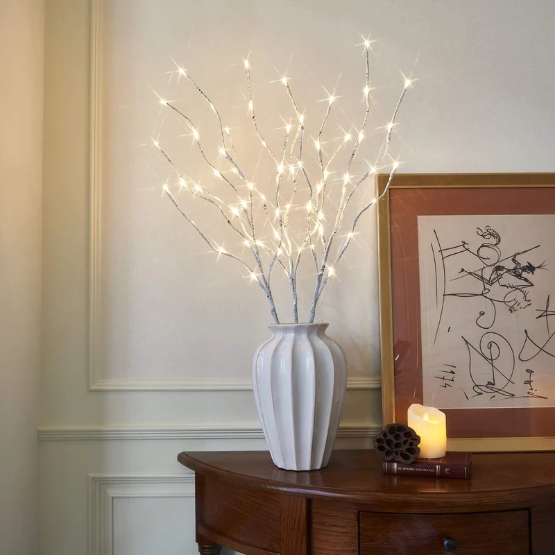 EAMBRITE Illuminazione decorativa per casa, con rami di betulla bianchi a 60 luci LED, per esterni, splendida decorazione per Natale, Pasqua, Halloween, feste