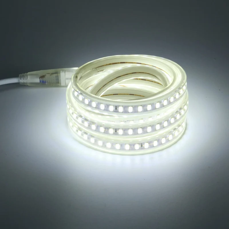 pcning IP67 Impermeabile Strip LED 220V 2M 5730 120 leds/m Flessibile Striscia Bianco Freddo 6000K, Strisce LED 220 Volt da Esterno 2 Metri (Bianco Freddo, 2)