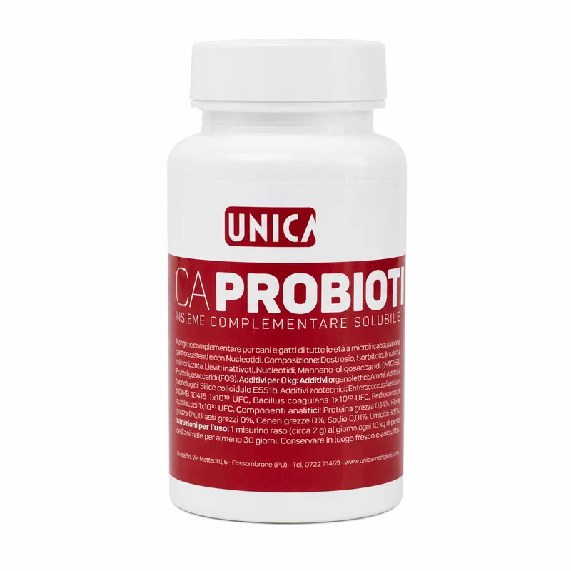 Ca Probiotico - Probiotico-prebiotico - Vitamina C + D3 - 50 grammi (2 g/10 l di acqua solubili in acqua) Unica