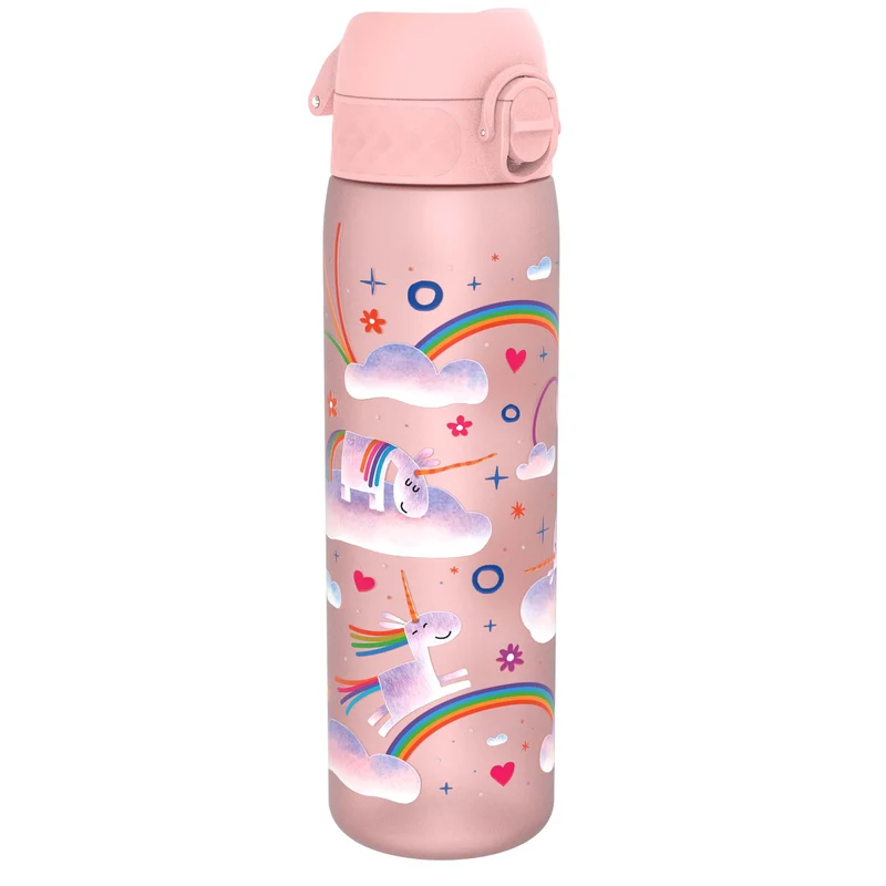 Leak Proof Slim Water Bottle, Recyclon, Unicorn Rainbows, 18oz