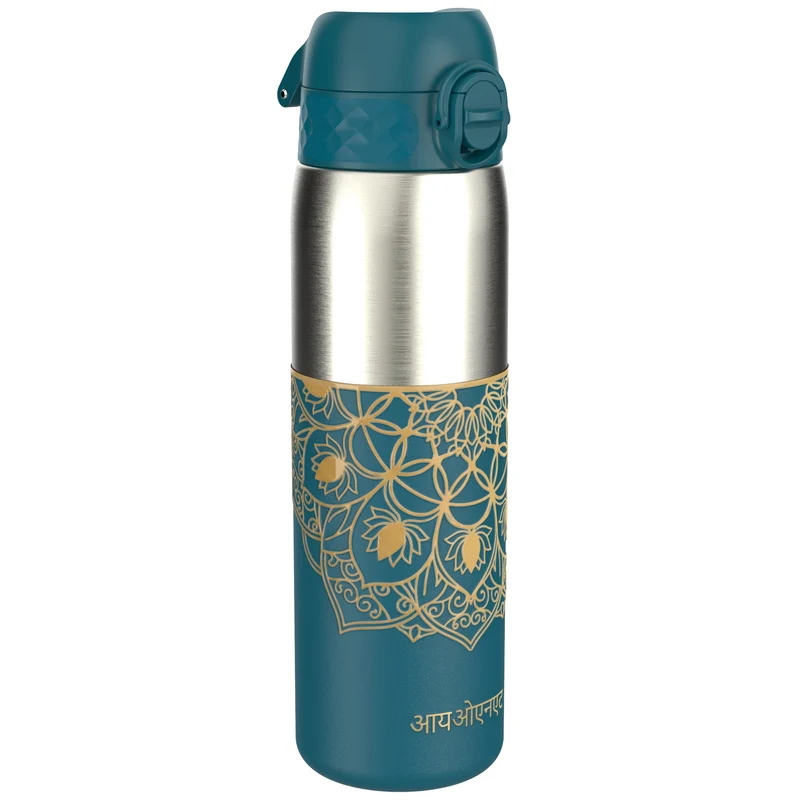 Leak Proof Slim Water Bottle, Stainless Steel, Half-Cut, Mandalas, 20oz
