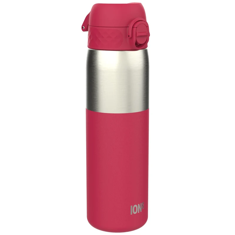 Leak Proof Slim Water Bottle, Stainless Steel, Half-Cut, Magenta, 20oz
