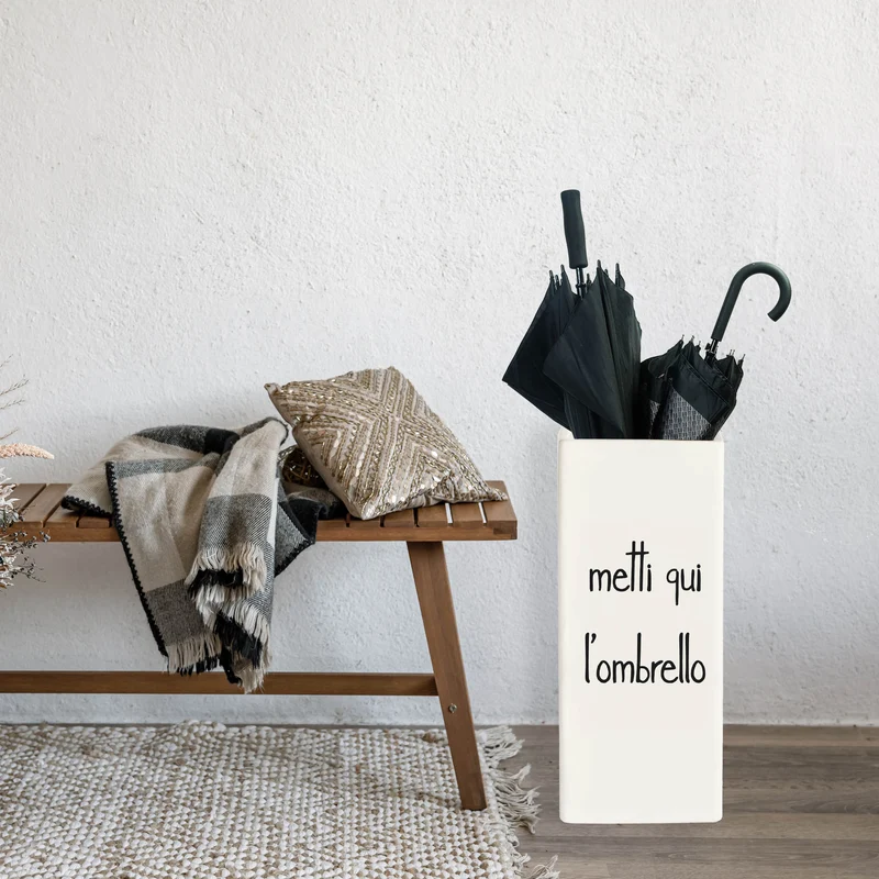 Porta-ombrelli in grès Metti qui l'ombrello