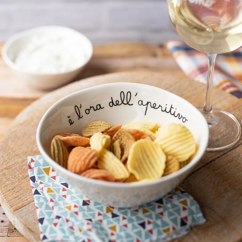 Set 2 Coppette in gres decoro E' l'ora dell'aperitivo