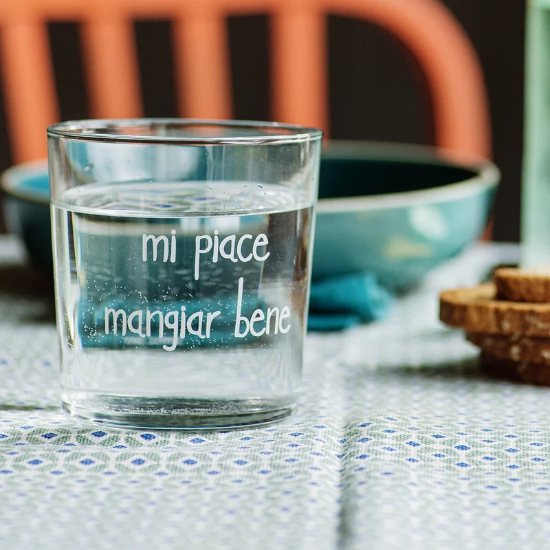 Set 6 Bicchieri acqua Mi piace mangiar bene