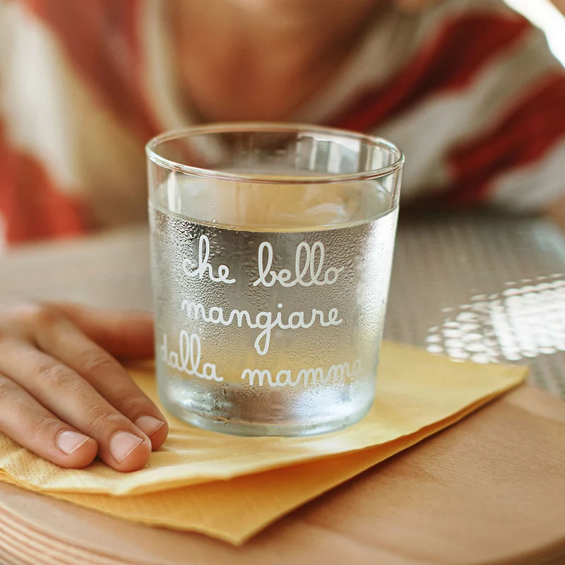 Set 6 Bicchieri acqua Che bello mangiare dalla mamma