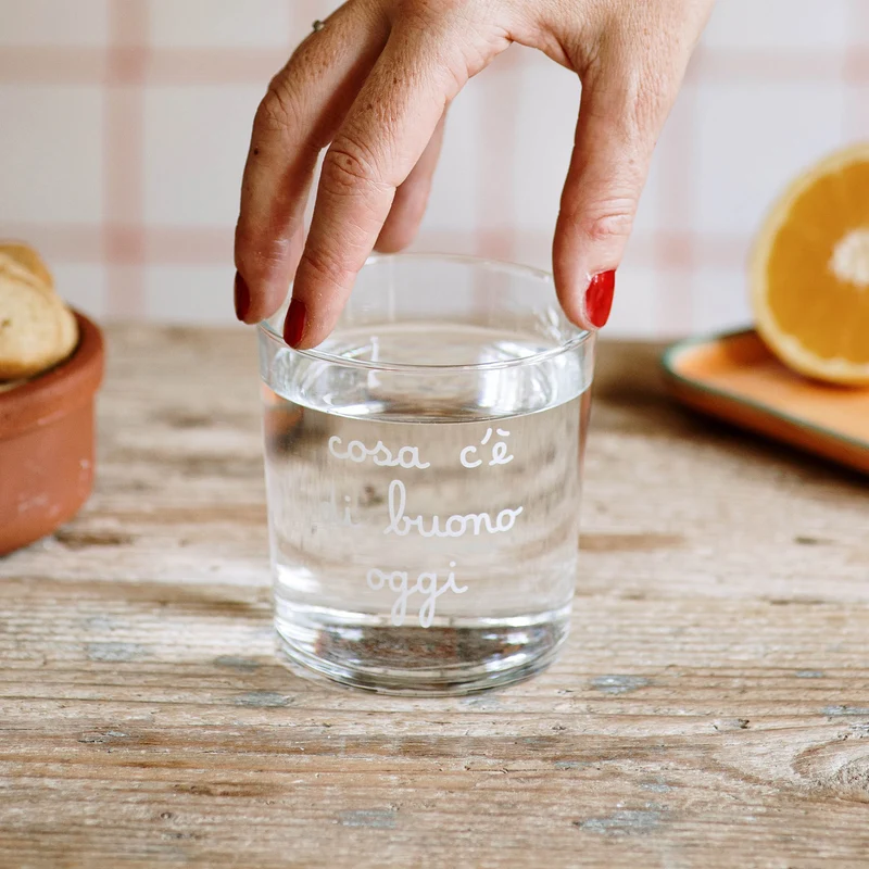Set 6 Bicchieri acqua Cosa c'è di buono oggi