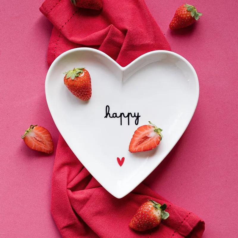 Set 2 Piatti cuore Happy - 18 cm