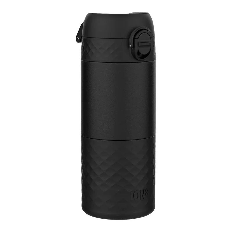 ION8 Insulated Travel Mug, 360 ml/12 oz, Leak Proof, Triple Lock Secure, Spill-Free in Transit, Hygienic Cover, Easy-to-Clean, Perfect On-The-Go, Black, Stainless Steel
