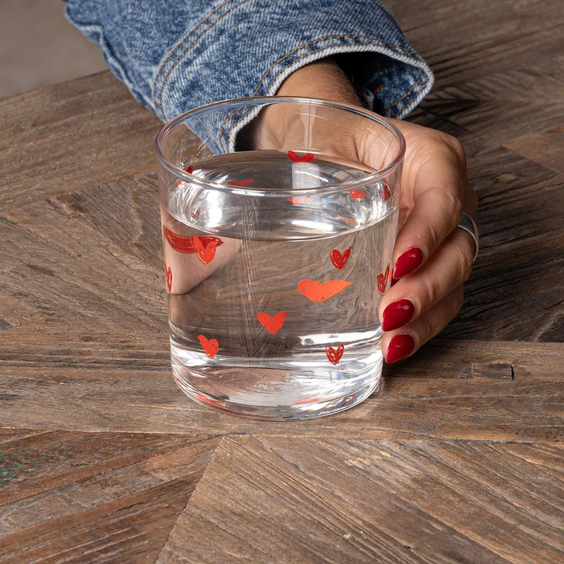 Set 6 Bicchieri acqua Tappezzeria Cuore Rosso