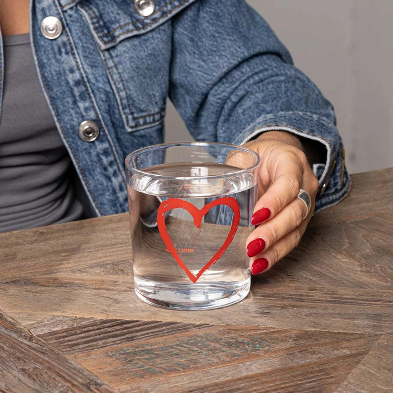 Set 6 Bicchieri acqua Cuore Graffiti Rosso