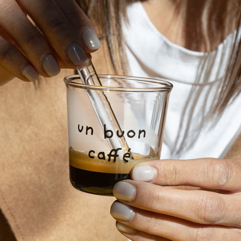 Set 4 bicchierini espresso Un Buon Caffè in nero