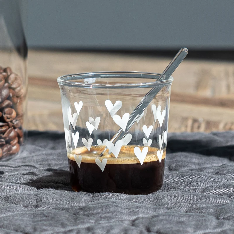 Set 4 bicchierini espresso Tappezzeria Cuori in bianco