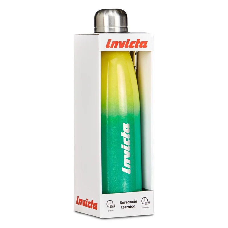 Borraccia Invicta Shine in Acciaio Inox Verde e Giallo 500 ml