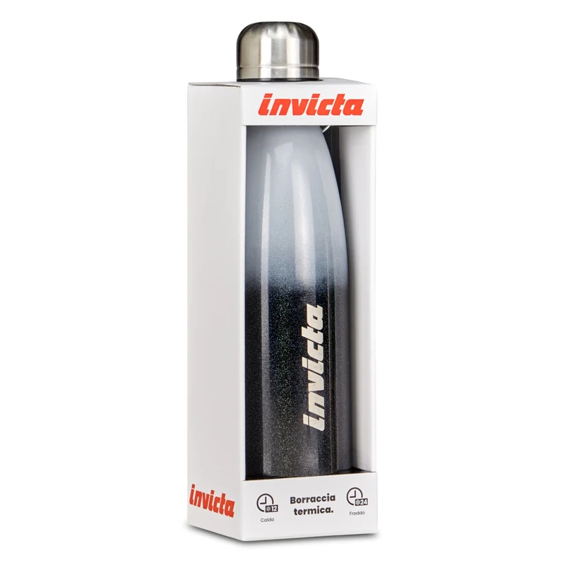 Borraccia Invicta Shine in Acciaio Inox Grigio e Nero 500 ml