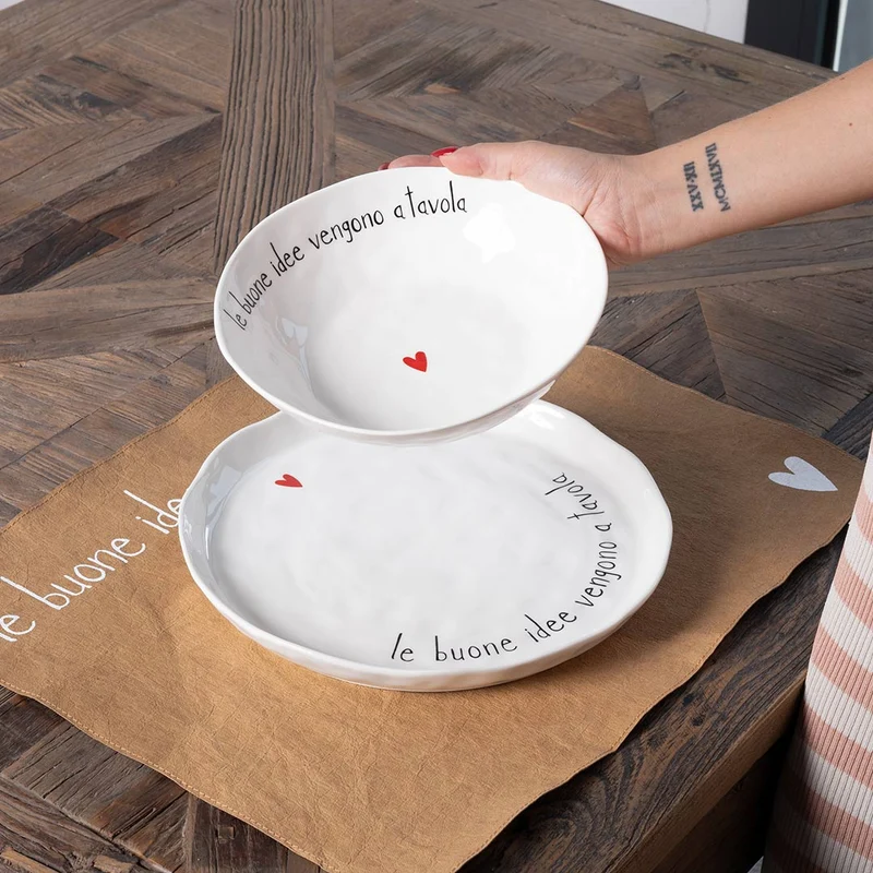 Set 2 Piatti fondi Le buone idee vengono a tavola