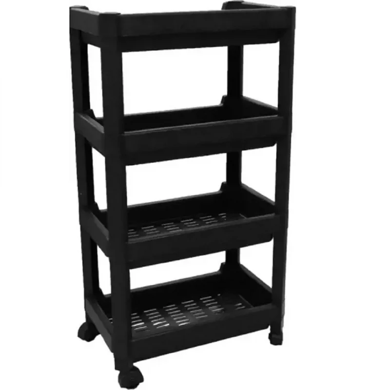 Carrello Salvaspazio Nero 4 Ceste Con Ruote