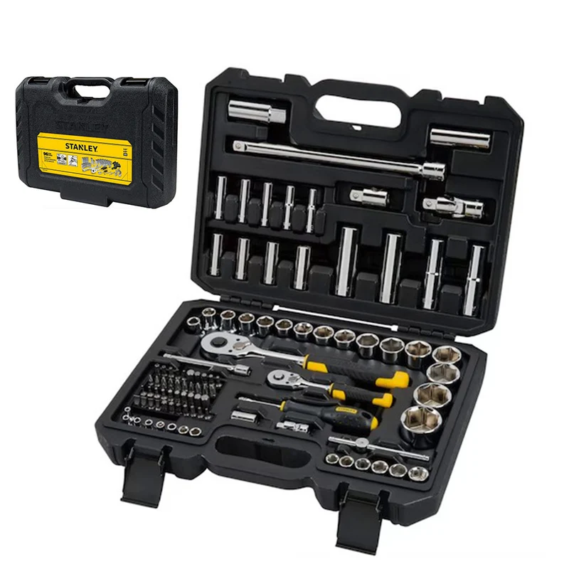Stanley STMT17379-1 - Cassetta valigetta chiavi a bussola attacco da 1/4" e 1/2" - 96 pezzi
