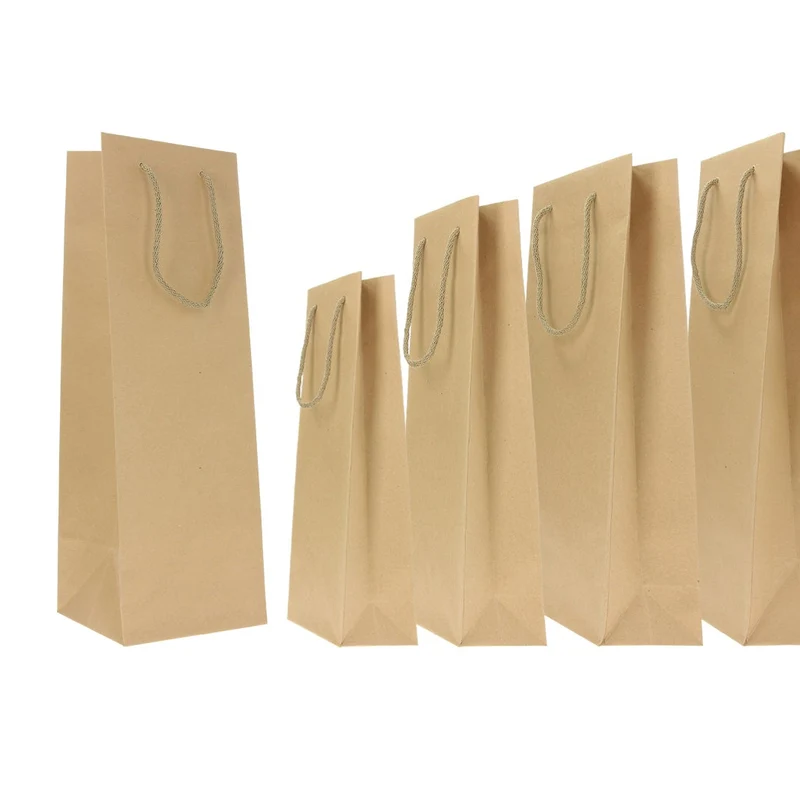 Borse Porta Bottiglia Pinot in Carta Kraft Avana 15 x 15 x 45 cm - 10 pezzi