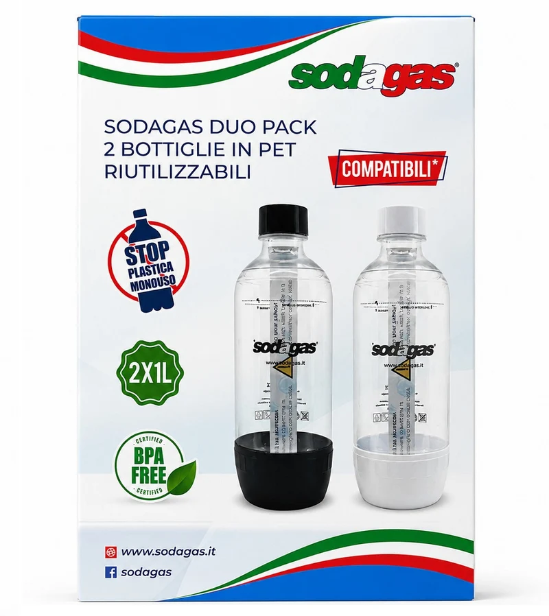 Bottiglie Sodagas In Pet Duo Pack 1 Lt