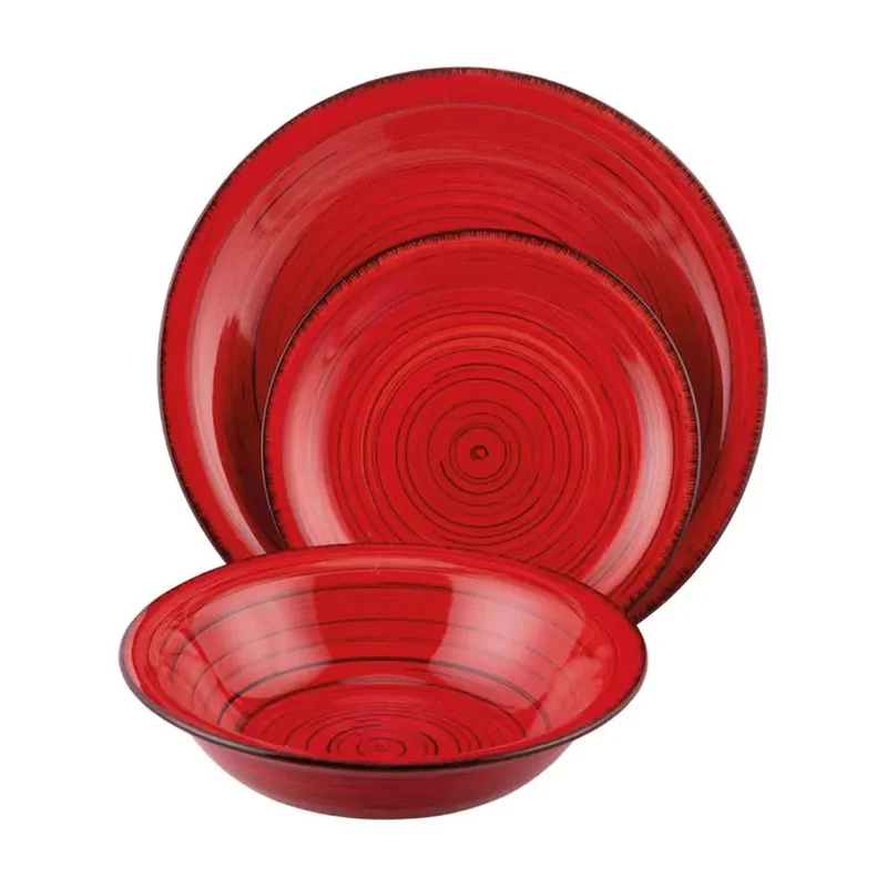 Set Piatti Dubai Light Bi-Red Tavola 12 Pz Rosso