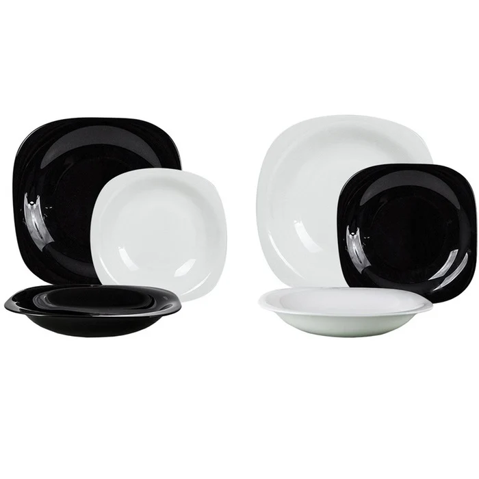 Servizio 18 Piatti Carine Bianco/Nero Luminarc