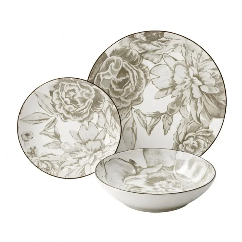 Servizio Tavola 18pz Bouquet Tortora